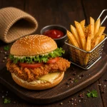 Steak Chicken Burger & French Fry